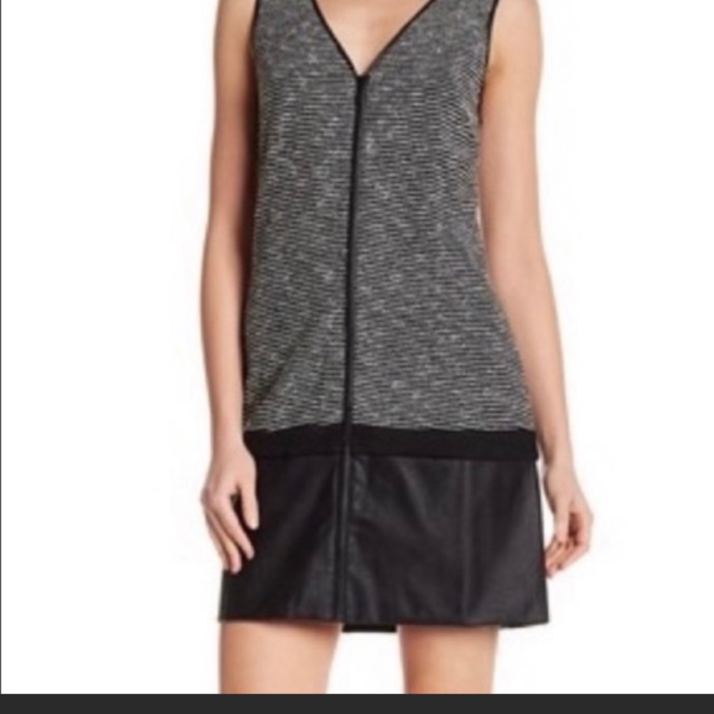Tart Tweed and faux leather zip front sleeveless dress size medium